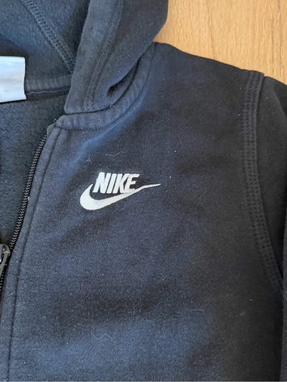 Nike Kids Black Full-Zip Hoodie with White Logo
